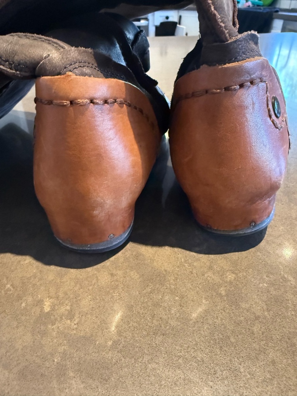Kelsi Dagger “Jayne” Brown Two-Tone Leather Riding Boots with Tan Heel Accent - Picture 8 of 16